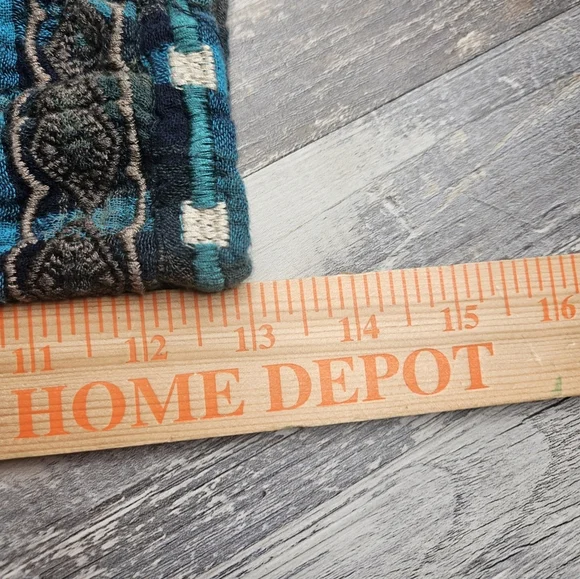 Johnny Was Workshop XL Blue Green Plaid Heavy Embroidery Aztec Western - Picture 15 of 16